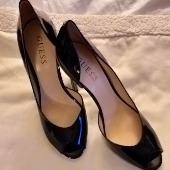 Guess Black Peep Toe Patent leather heels - Picture 1 of 8